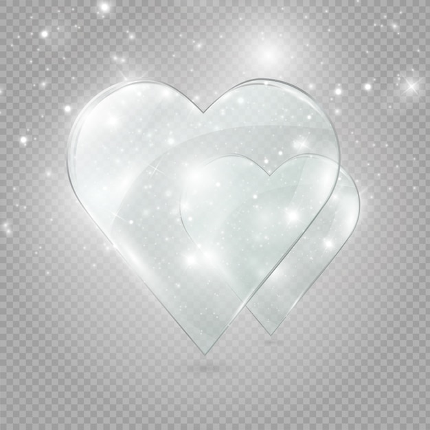 Corazón De Cristal Y De Neón En Un Fondo Transparente Ilustración