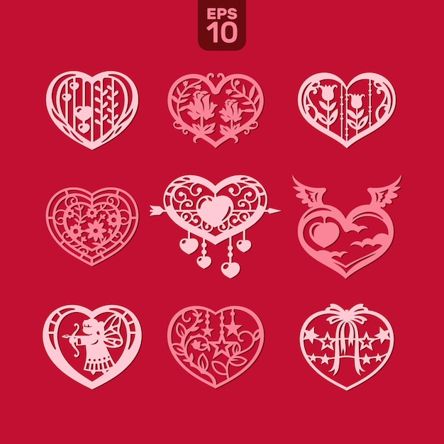 Corazones De Vector Para Boda Y San Valentin Vector Premium