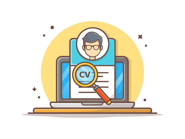 Curriculum Vitae En Línea Con La Ilustración De Vector De Caracteres Vector Premium 9800