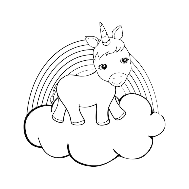 Cute dibujos animados unicornios coloring book page vector ...