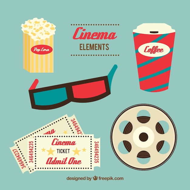 Cute Elementos Del Cine En Dise O Plano Vector Premium