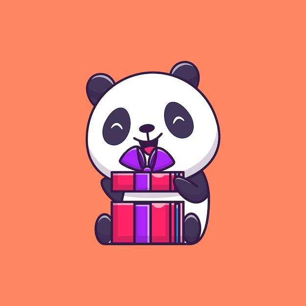 Download Cute panda opening birthday | Vector Premium