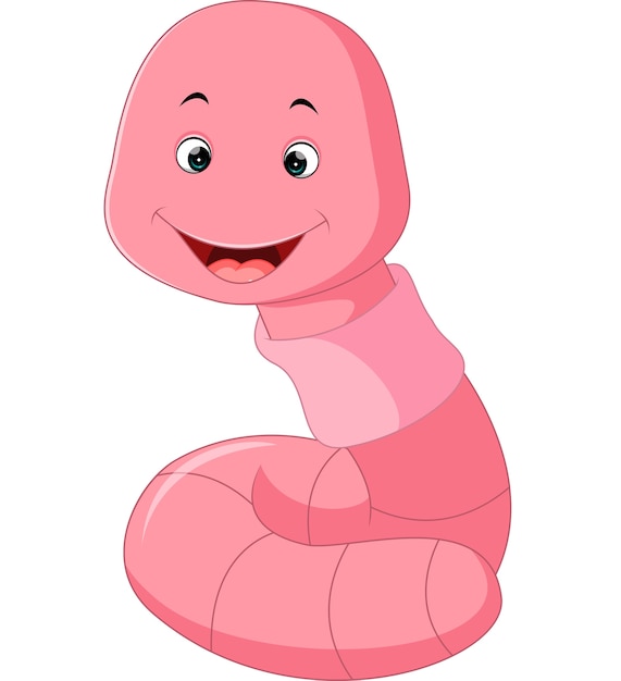 Download Cute pink worm cartoon | Vector Premium