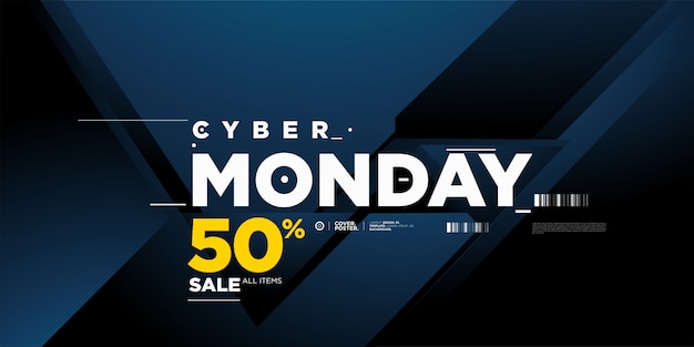 Cyber Monday Sale 50% Banner | Vector Premium