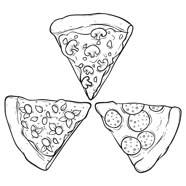 Deliciosa pizza blanca y negro | Vector Premium