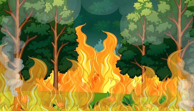 Un Desastre Forestal De Incendios Forestales | Vector Premium