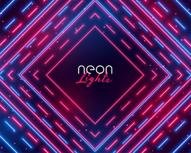 Deslumbrantes luces de neón abstractas en tonos azules y rojos vector gratuito