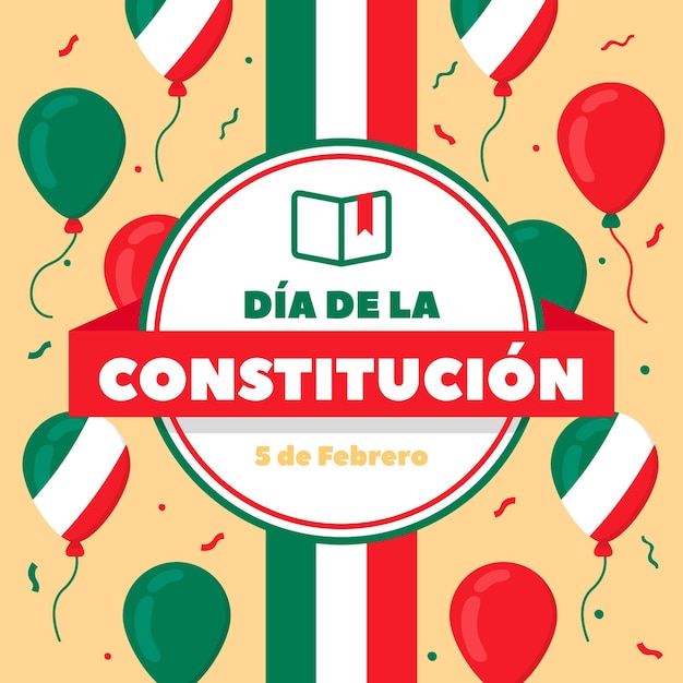 Día de la constitución de méxico plana Vector Gratis