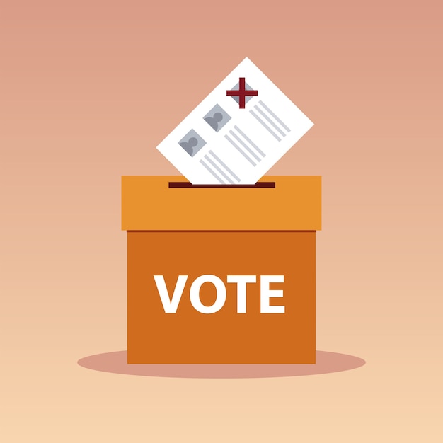 Día de las elecciones, voto en caja de cartón Vector Premium
