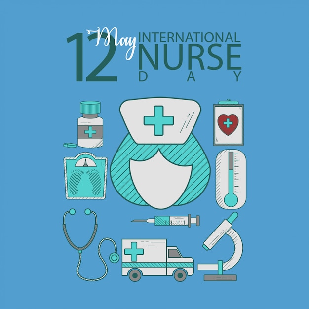 Dia Internacional De La Enfermera Vector Premium