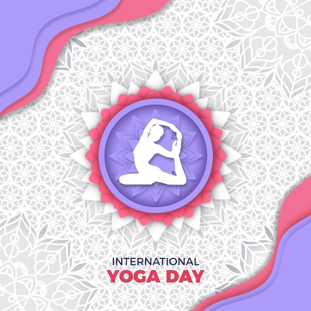 D A Internacional Del Yoga En Papel Vector Premium