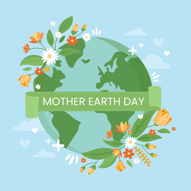 Día de la madre tierra con flores de primavera | Vector Gratis