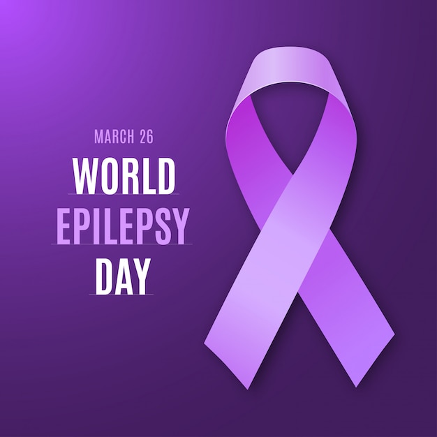 Día mundial de la epilepsia. cinta morada símbolo de epilepsia