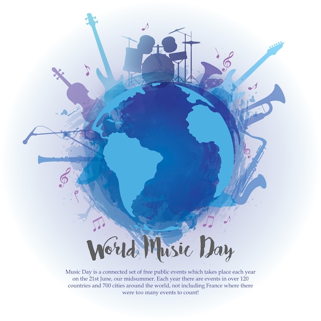 Día mundial de la música Vector Premium