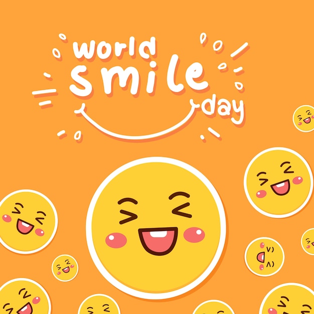 Dia mundial de la sonrisa Vector Premium