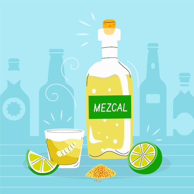 Dibujado a mano deliciosa ilustración de mezcal Vector Gratis