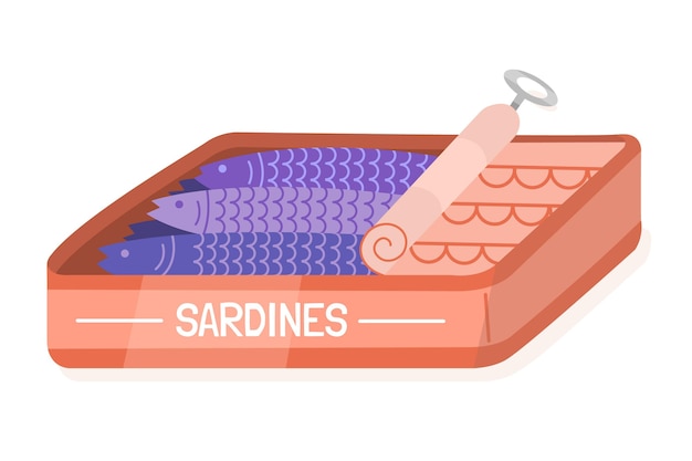 Dibujado a mano deliciosa ilustración de sardina Vector Premium