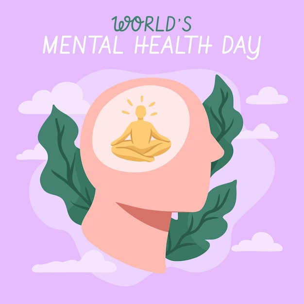 Dibujado a mano día mundial de la salud mental Vector Gratis