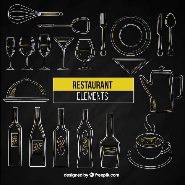 Dibujado A Mano Elementos De Restaurante | Vector Gratis