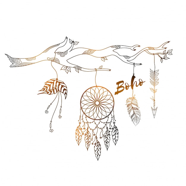 Dibujado A Mano Estilo Boho Dream Catcher Vector Premium 6801