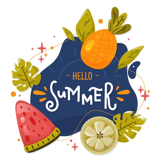 Dibujado a mano hola ilustración de verano Vector Gratis