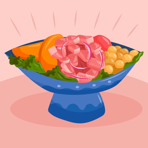 Dibujado a mano ilustración de ceviche Vector Premium