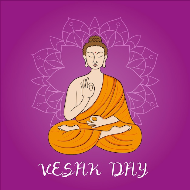 Dibujado A Mano Ilustraci N Del D A De Vesak Vector Gratis