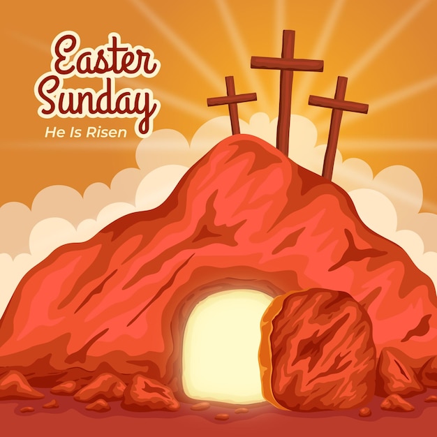 Dibujado a mano ilustración de domingo de pascua Vector Premium