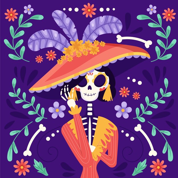 Dibujado A Mano Ilustración Plana Dia De Muertos Vector Gratis