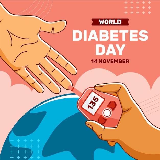 Dibujado A Mano Ilustraci N Plana Del D A Mundial De La Diabetes