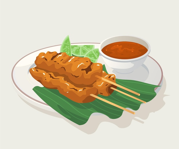 Dibujado A Mano Ilustración De Satay Vector Gratis 4091