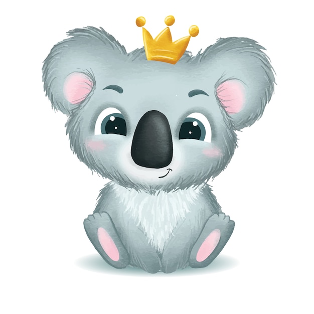 Dibujado A Mano Lindo Bebe Oso Koala Ilustracion Vector Premium