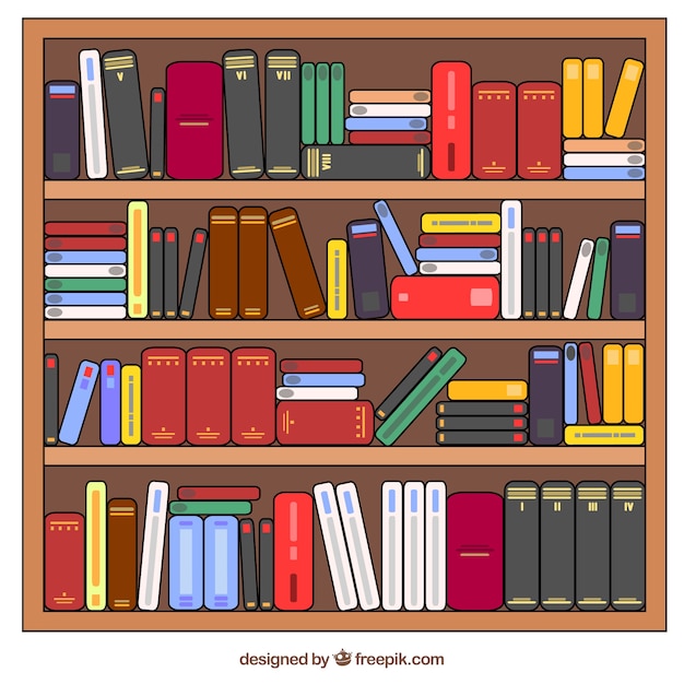 Dibujados A Mano Estantes Llenos De Libros Vector Gratis 6927