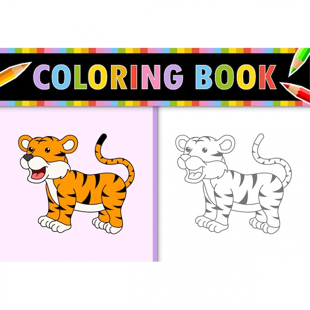 Dibujo Para Colorear Esquema De Tigre De Dibujos Animados