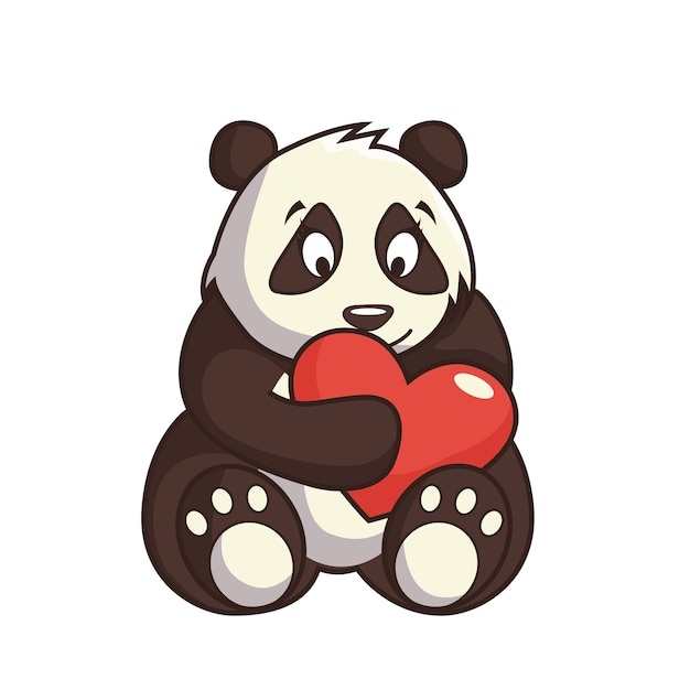 Dibujo De Dibujos Animados De Tierno Oso Panda Vector Premium