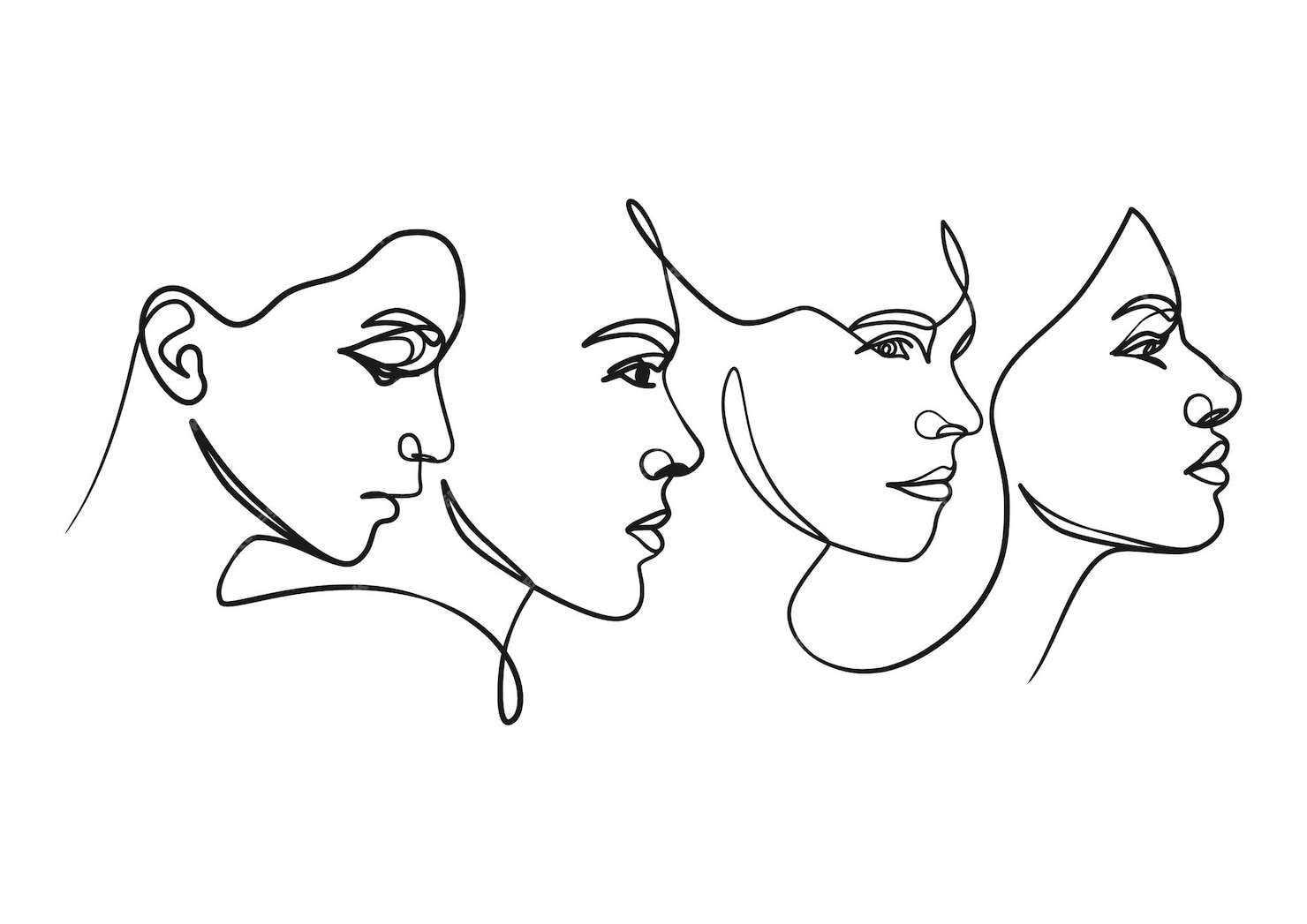 Dibujo De Línea Continua De Cara De Mujer Lindo Retrato Lineal Femenino Retrato De Mujer De 7100