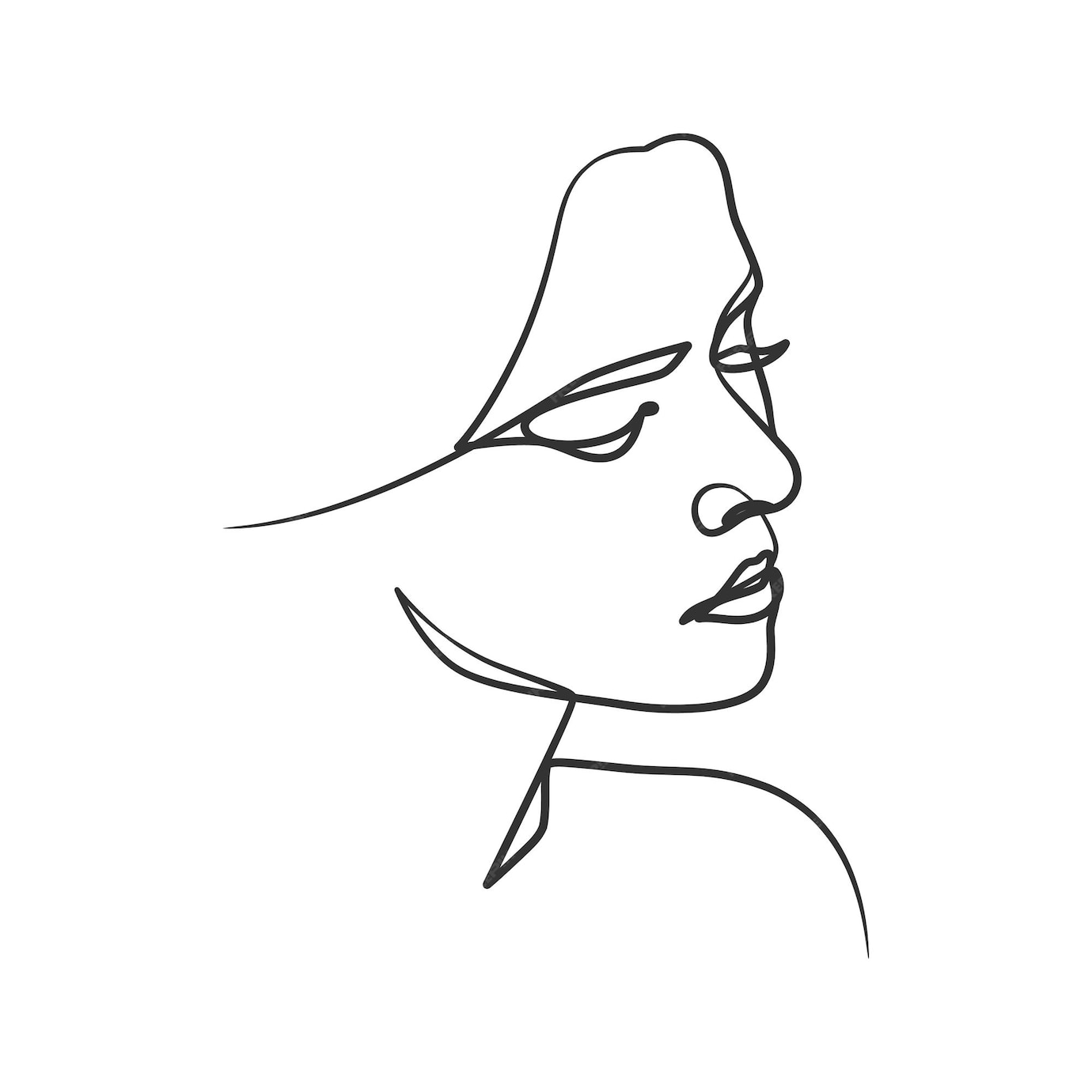 Dibujo De Línea Continua De Cara De Mujer Lindo Retrato Lineal Femenino Retrato De Mujer De