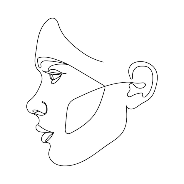 Dibujo de línea continua de rostro de mujer retrato de mujer mínima