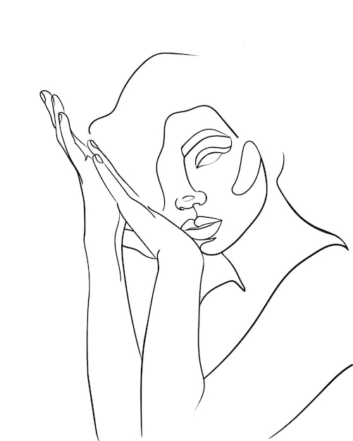 Dibujo Lineal Minimalista Abstracto Rostro De Mujer Ilustración Vectorial Vector Premium 2693