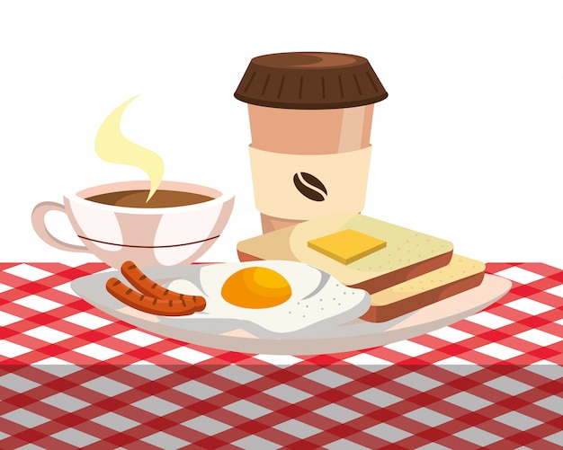 Dibujos animados delicioso desayuno sabroso | Vector Premium