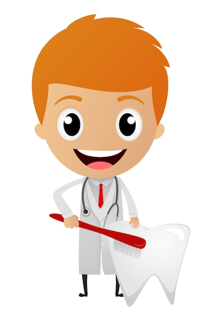 Dibujos Animados De Dentista Vector Premium