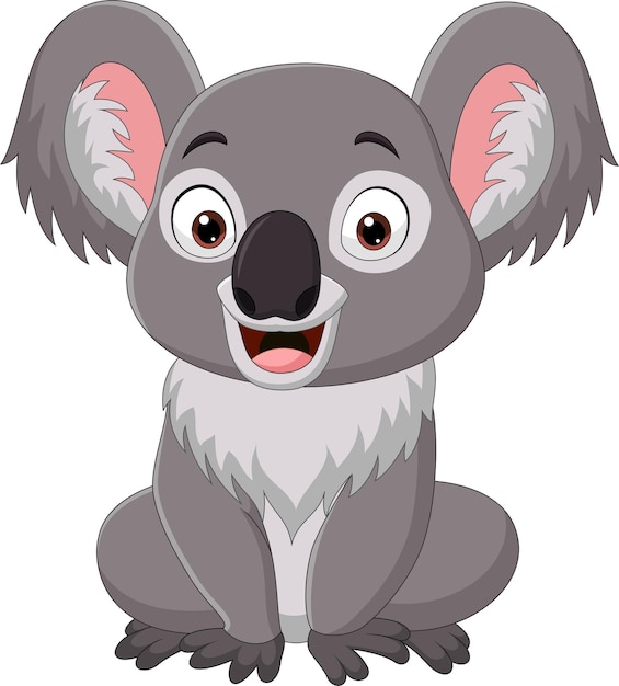 Dibujos Animados Divertido Bebe Koala Sentado Vector Premium