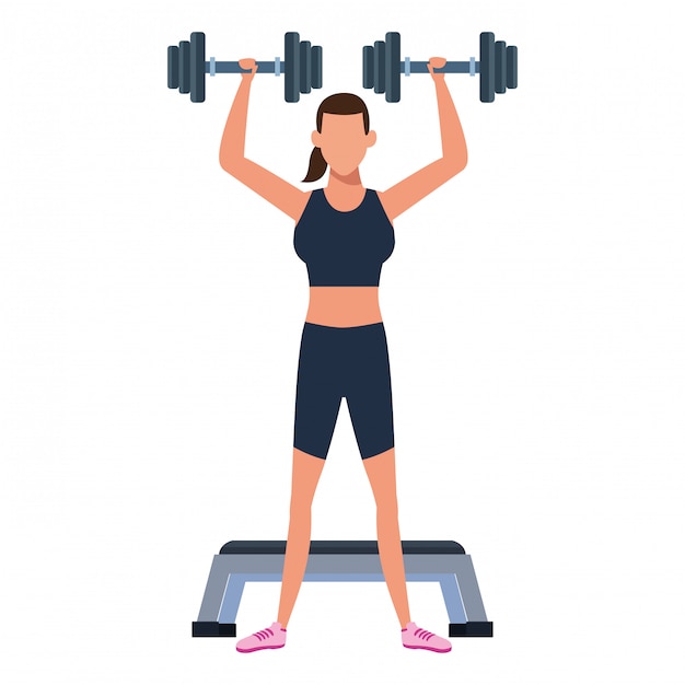 Dibujos Animados De Entrenamiento Fitness Mujer Vector Premium