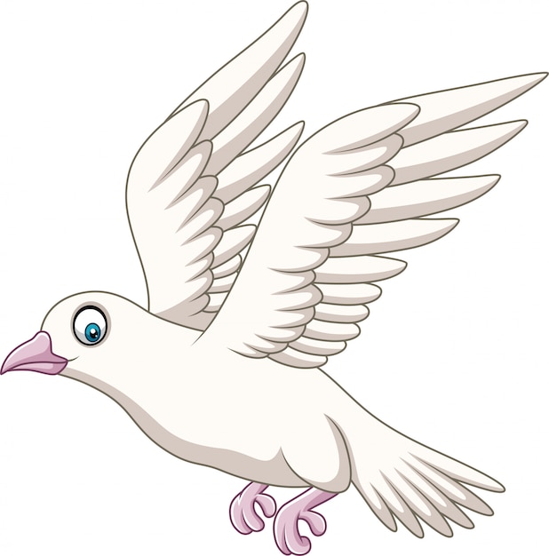 Dibujos animados feliz paloma volando | Vector Premium
