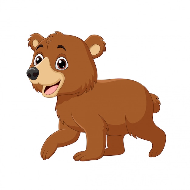 Dibujos animados gracioso bebé oso caminando | Vector Premium