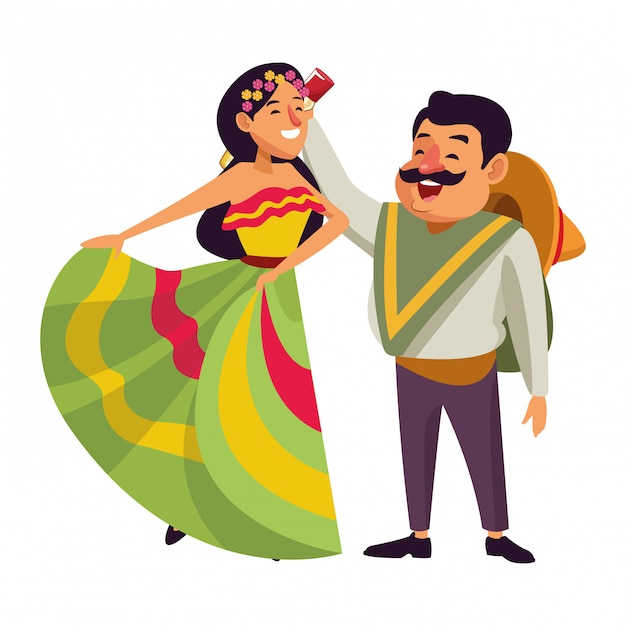 Dibujos Animados De Icono De Cultura Tradicional Mexicana Vector Premium