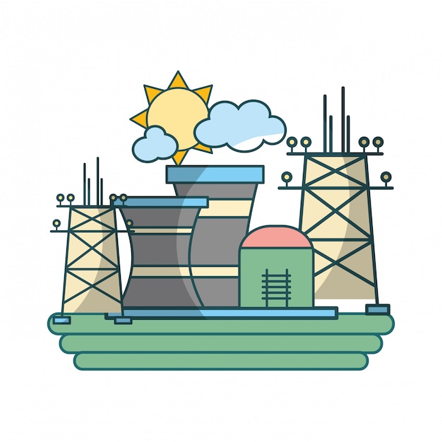 Dibujos animados de la industria de energía verde | Vector Premium