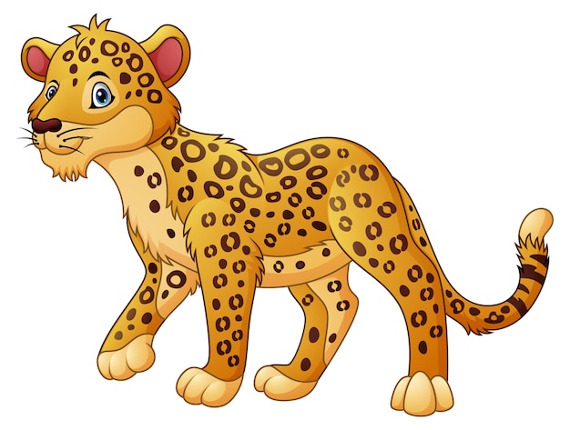 Vector Premium | Dibujos animados de leopardo caminando