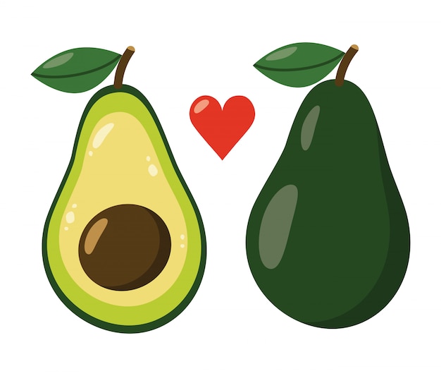 Dibujos Animados Lindo Aguacate Aislado Vector Premium