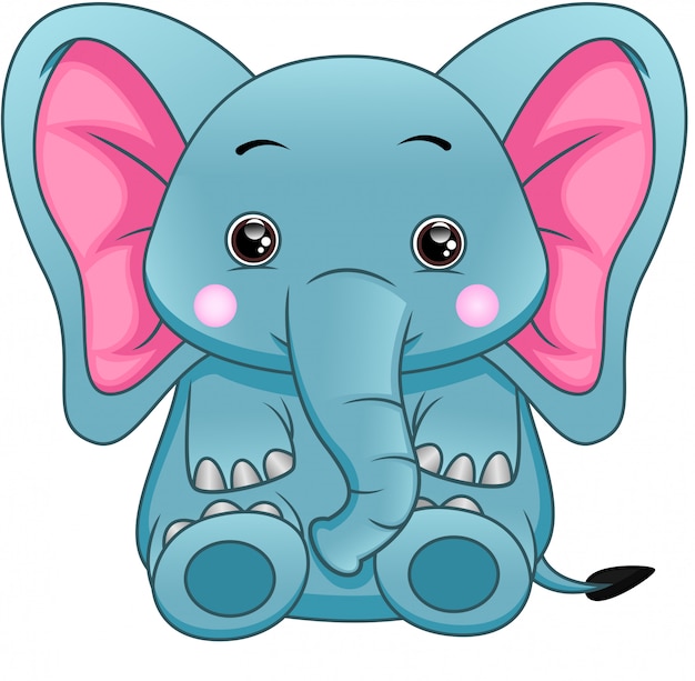 Dibujos Animados Lindo Elefante Vector Premium
